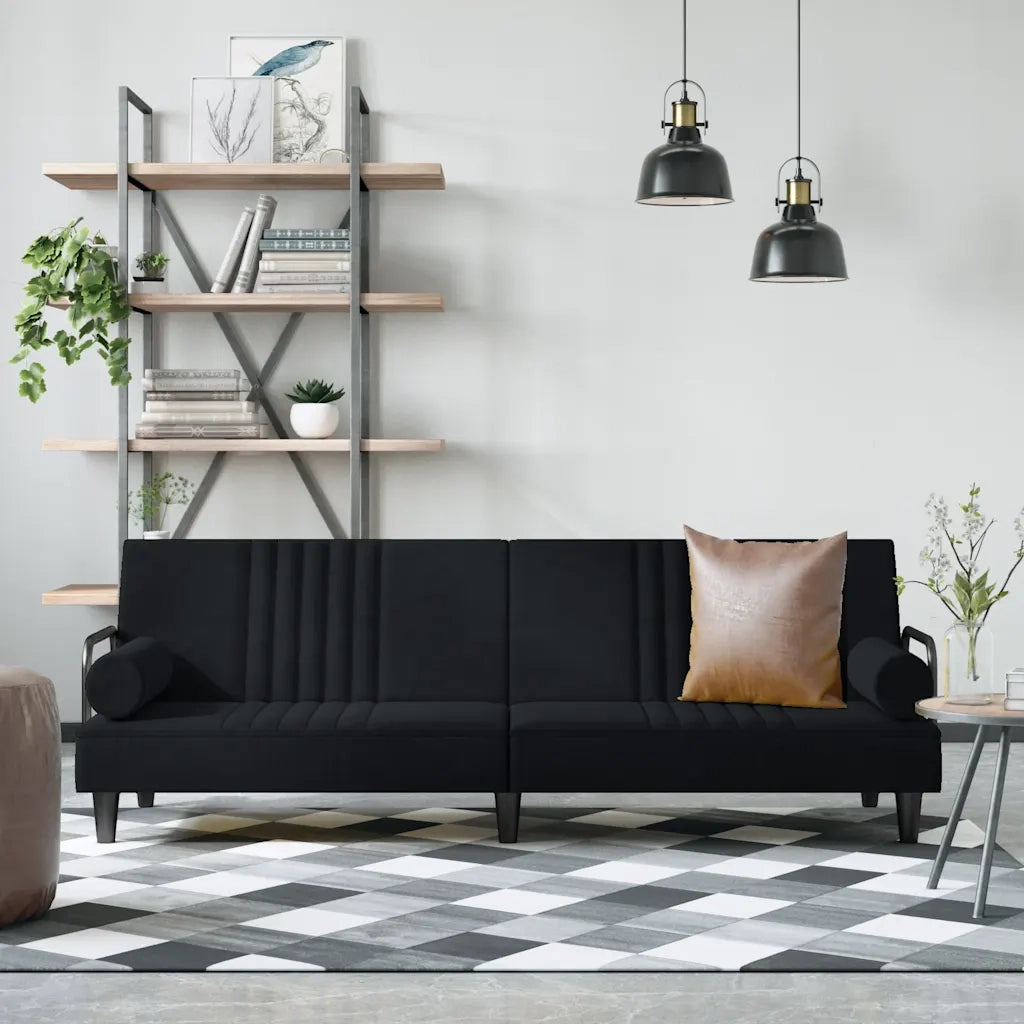 Divano letto | Sof¨¤ letto | Letto singolo con Braccioli Nero in Velluto