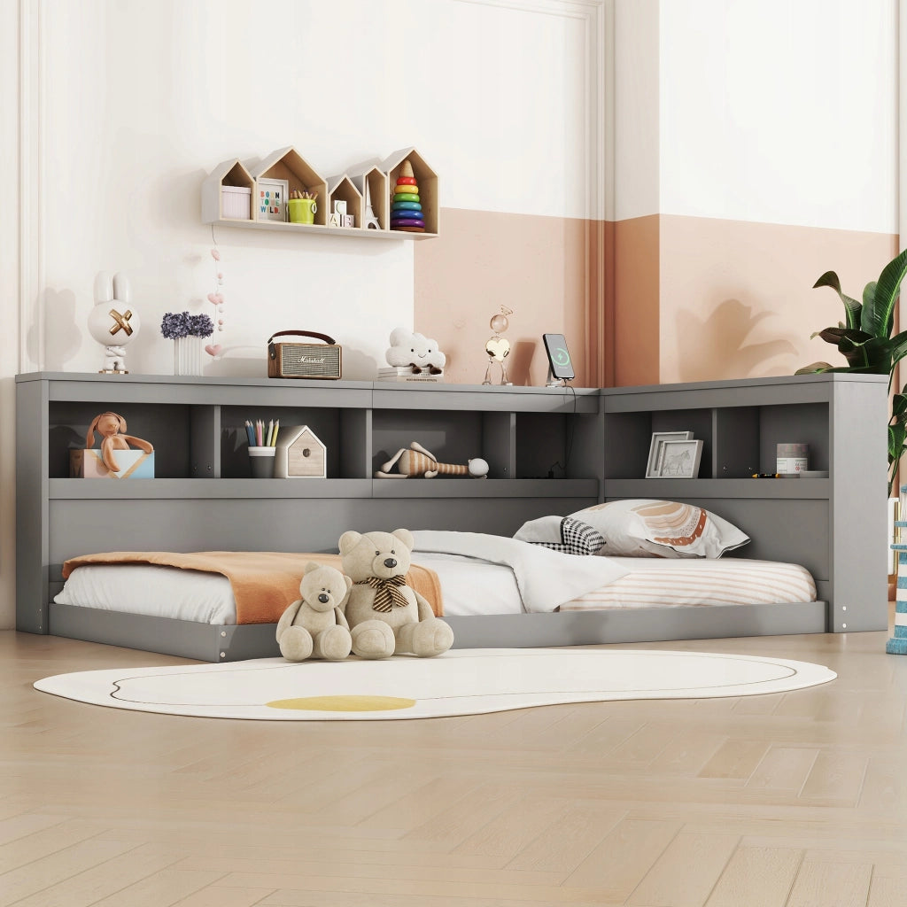 Letto singolo con presa e USB - Xylo - 90x200 - Grigio