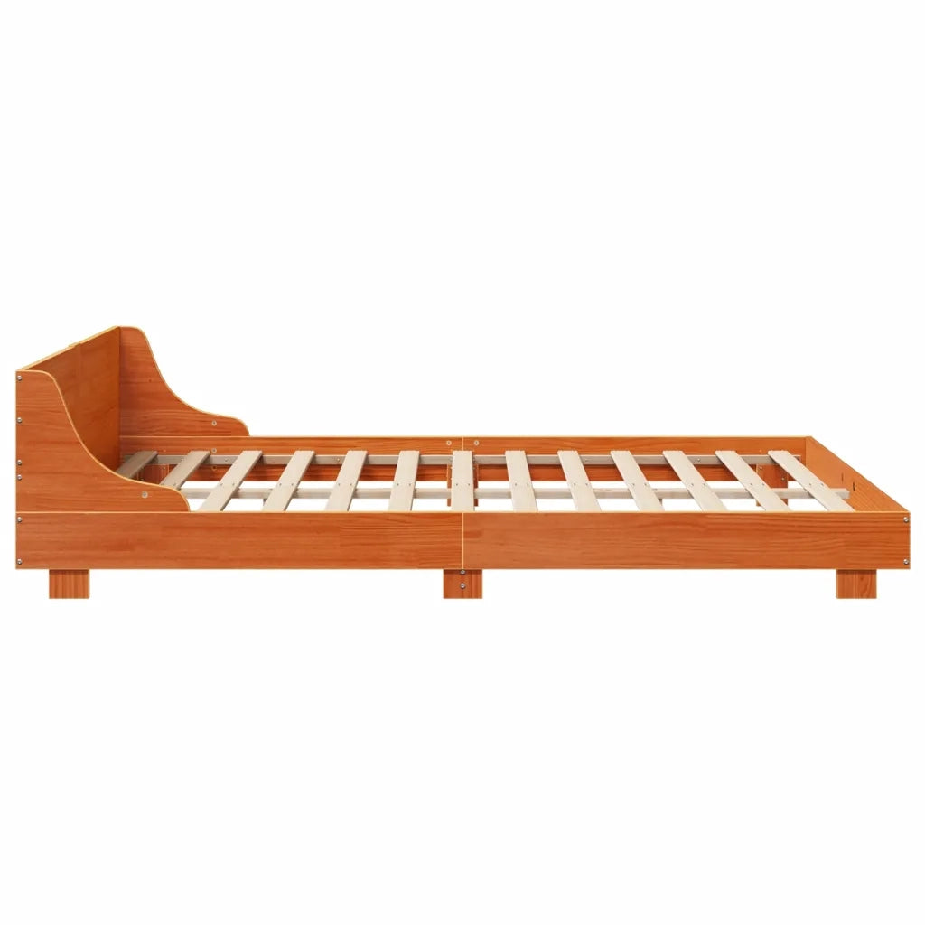 Giroletto senza Materasso-Struttura Letto Marrone Cera 140x200cm Massello Pino 544525