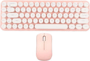 Combinazione tastiera e mouse wireless - Trasmissione stabile - Design retro - Bianco e rosa.