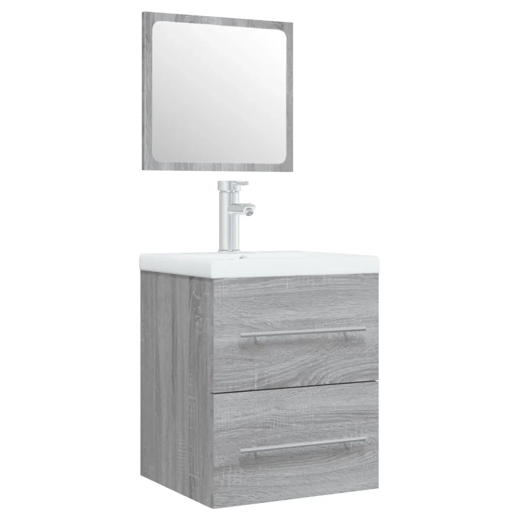 Mobile Bagno e Lavabo | Armadio Lavabo Integrato Grigio Sonoma Legno Multistrato