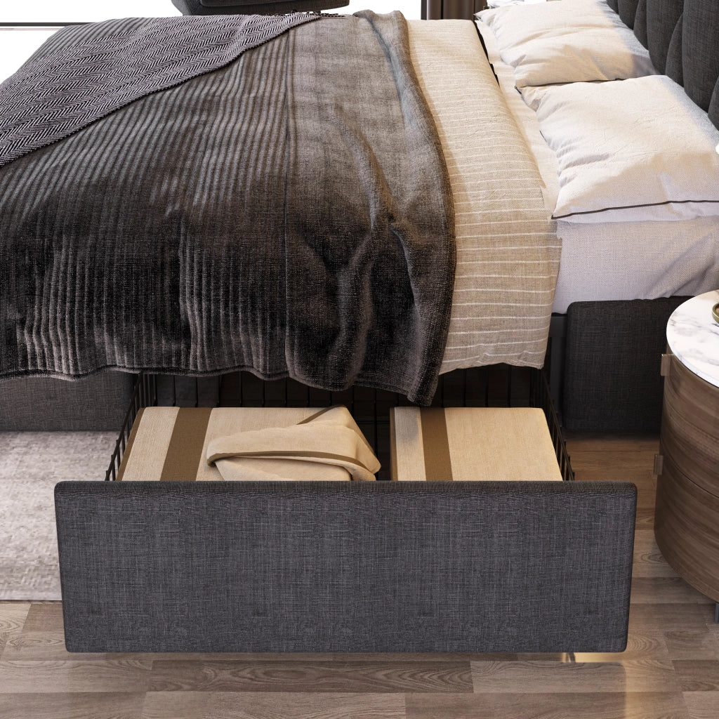 letto imbottito lino grigio 160x200 cm