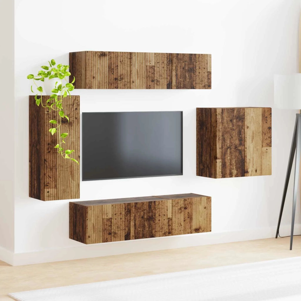 Set di Mobiletto da TV a Parete 6 pcs Legno vecchio 3408950