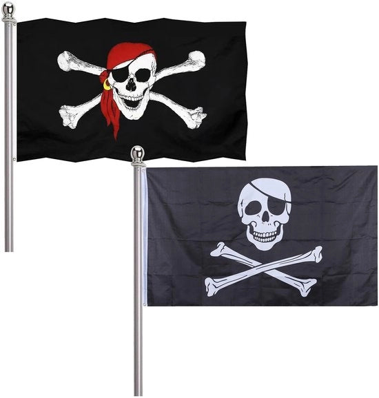 Bandiera Pirata - Qualità Elevata - Sciarpa Rossa - Bandiere Halloween - Adatto per Feste - 30 x 45 cm
