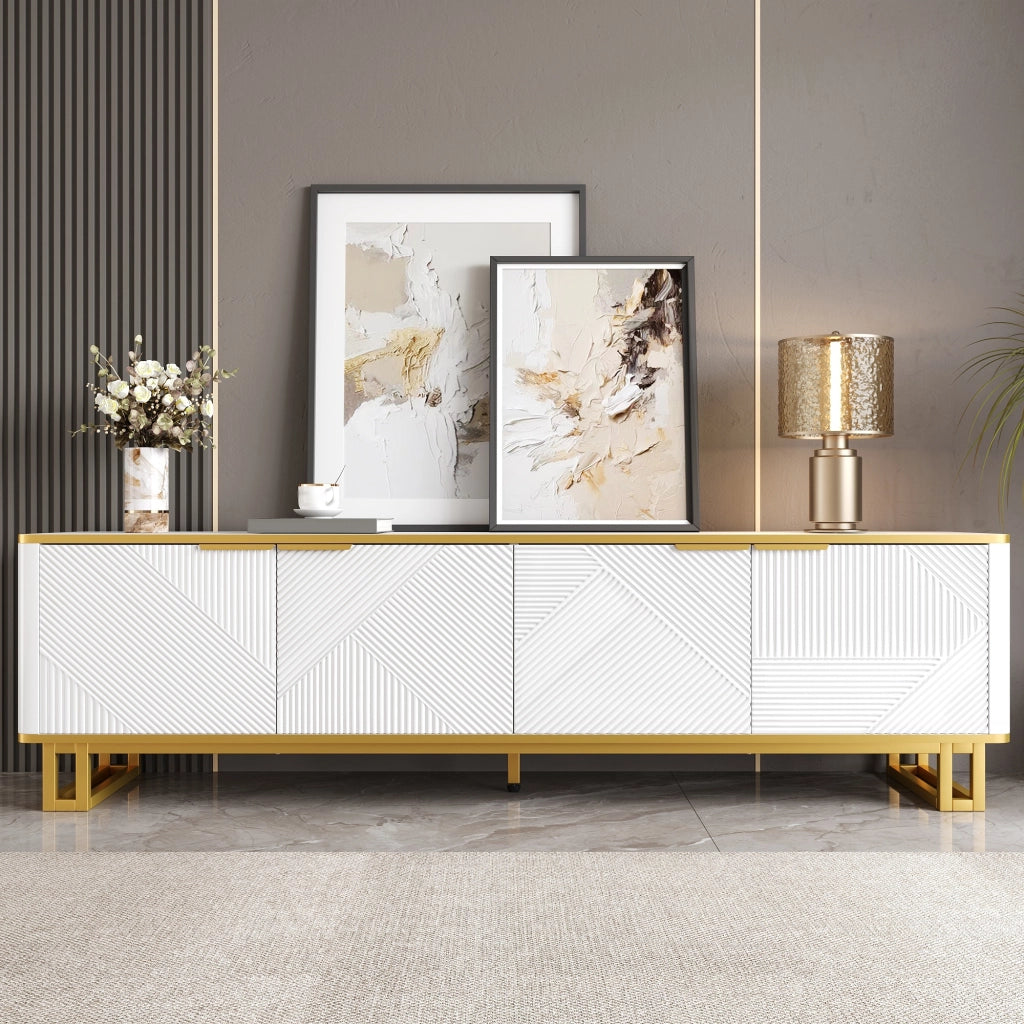 Cassettiera TV bianca in MDF lunghezza 160 cm