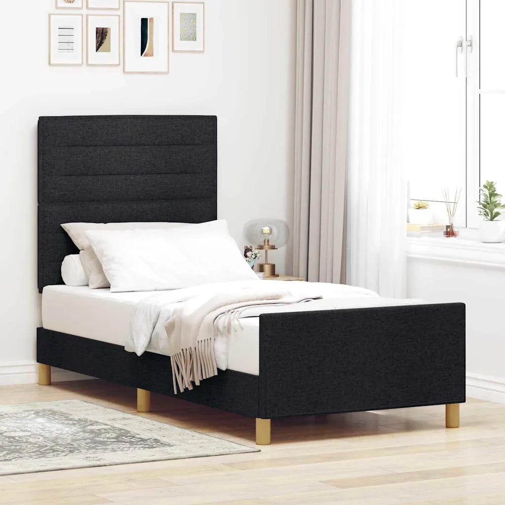 Struttura del letto con testiera Nero 80 x 200 cm Tessuto 3344608