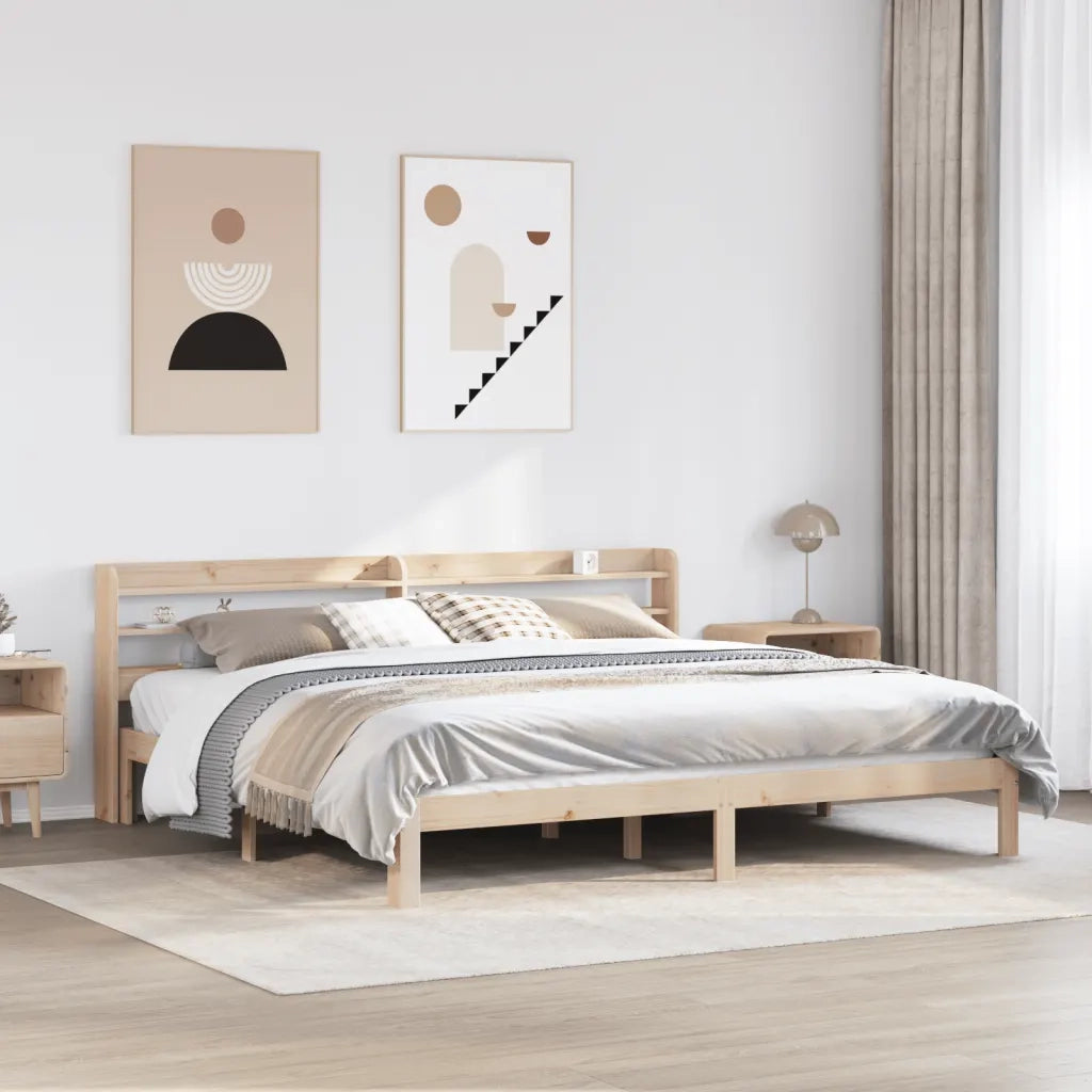 Giroletto con Testiera 200x200 cm in Legno Massello di Pino 3306796