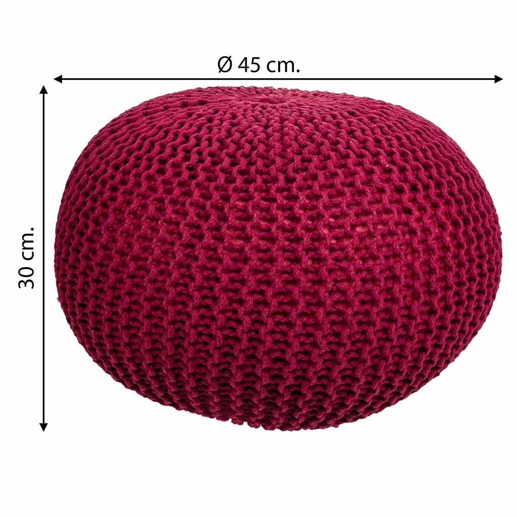 Puff de algodón trenzado rojo 45x45x30