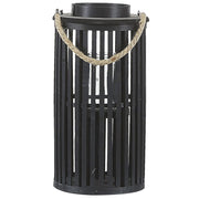 Lanterna in legno di salice Nero 40 cm con portacandele in stile boho naturale