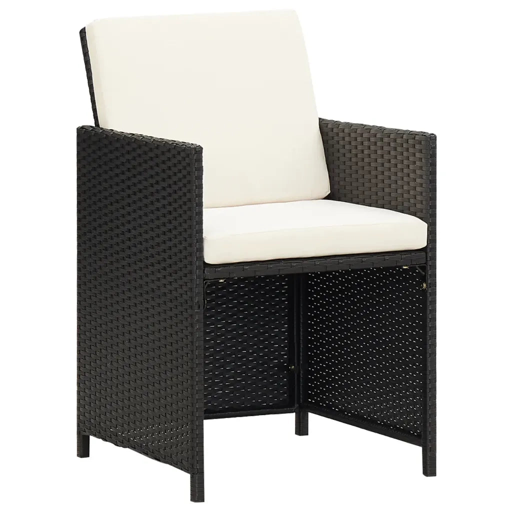 Set da Pranzo da Giardino 5 pz con Cuscini in Polyrattan Nero 3095518