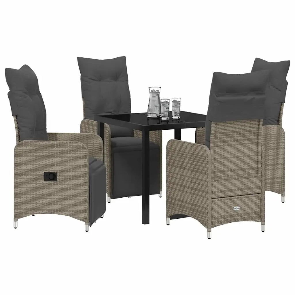 Set da Pranzo per Giardino con cuscino 5 pcs Beige polyrattan 3379682