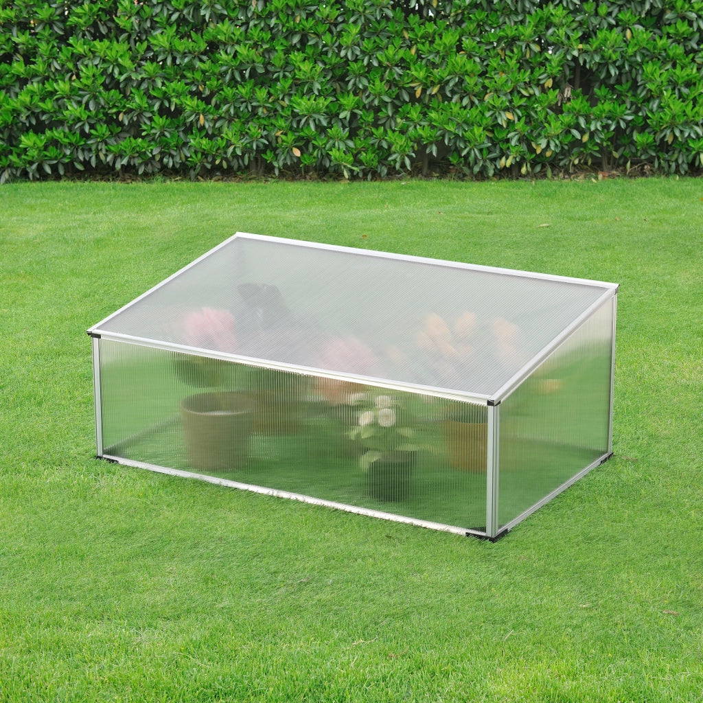 Mini Serra da Balcone/Terrazza per Piante Box Traslucido in Policarbonato 60 x 100 x 30/40 cm Protezione Piantine con Tettuccio Apribile