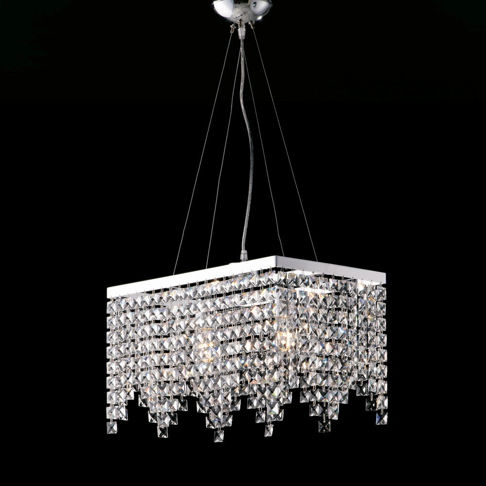 Sospensione in ottone e ferro cromato 2 luci con strass Penelope