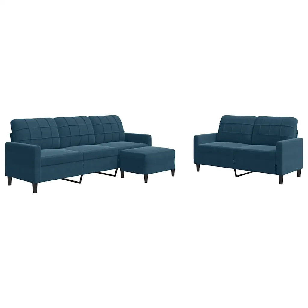 Set di Divani 3 pz con Cuscini Blu in Velluto 3278410