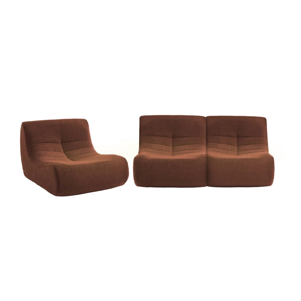 Divano modulare in bouclé, 3 posti, terracotta