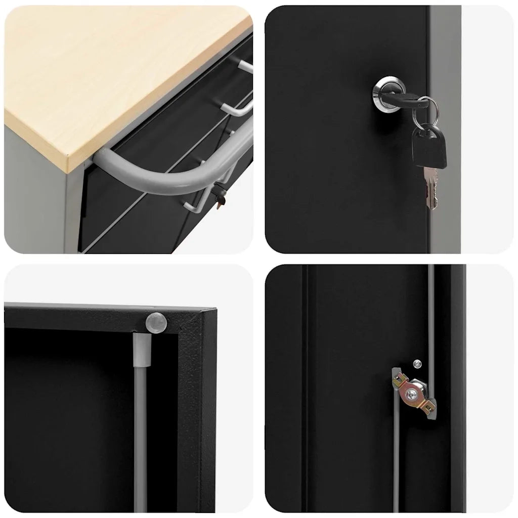 Banco da lavoro con cassetto Nero e Grigio 75 x 45 x 85 cm 4103487