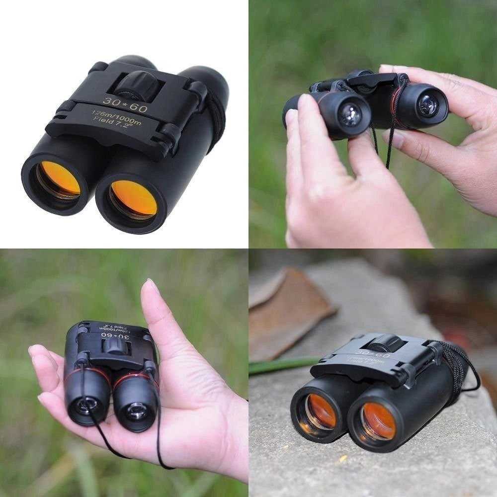 Trade Shop - Mini Binocolo Cannocchiale Zoom 30 X 60 Visione Diurna E Notturna Pieghevole -