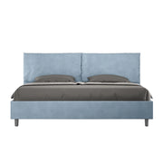 BS COM Letto matrimoniale king size con rete imbottito 200x210 microfibra azzurro