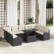 Set Divano da Giardino 10 pcs Nero e Crema polyrattan 3348703