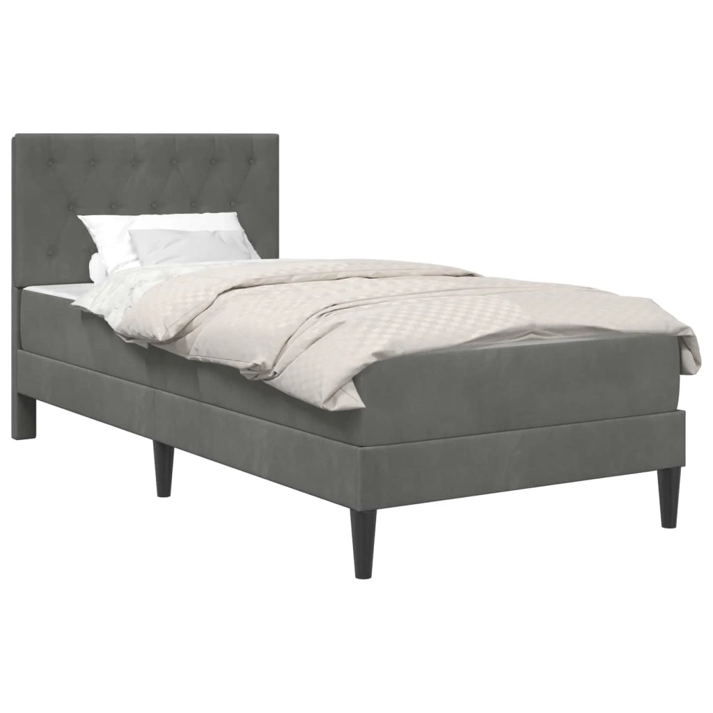Struttura letto con materasso-Giroletto Grigio scuro 90 x 190 cm Velluto 932189