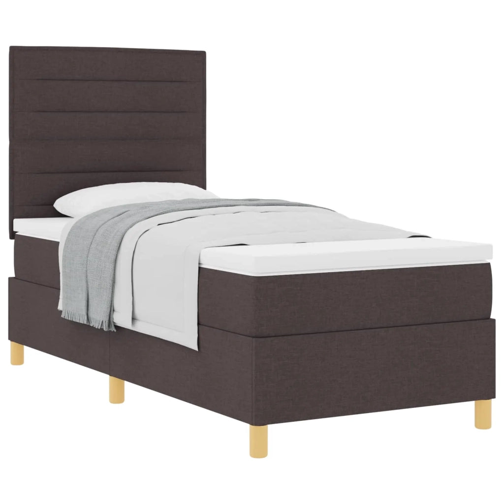 Letto a molle con materasso Marrone Scuro 100 x 200 cm Tessuto 3339521
