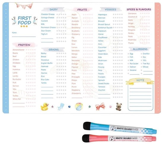 Tracker alimentare per bambini con grafico magnetico