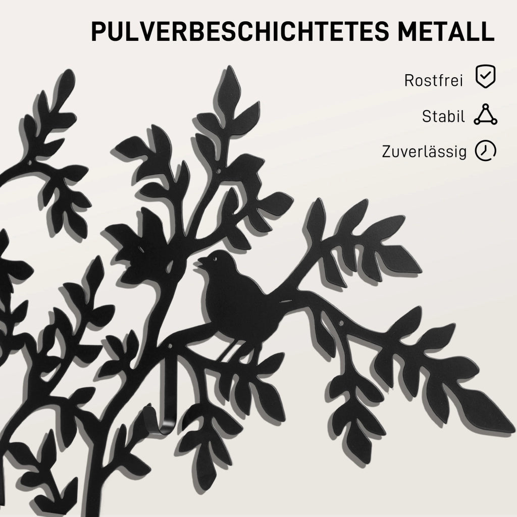 Attaccapanni da parete con design albero e uccelli ¨C Minimal ¨C Nero