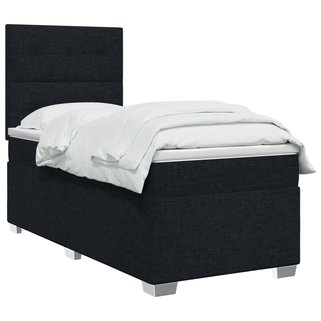 Letto box spring con materasso Nero 100 x 200 cm Tessuto 3454805