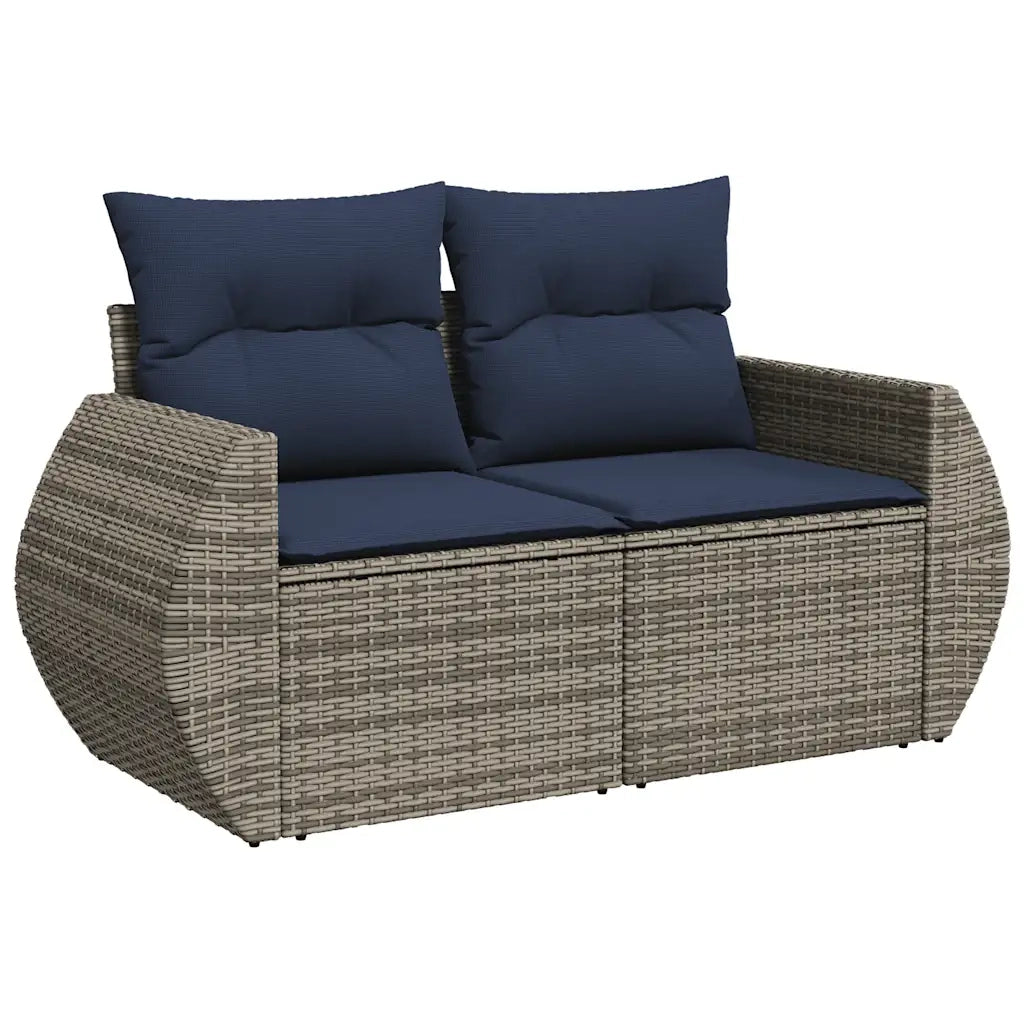 Set Divano da Giardino 9 pz con Cuscini Grigio in Polyrattan 3325862