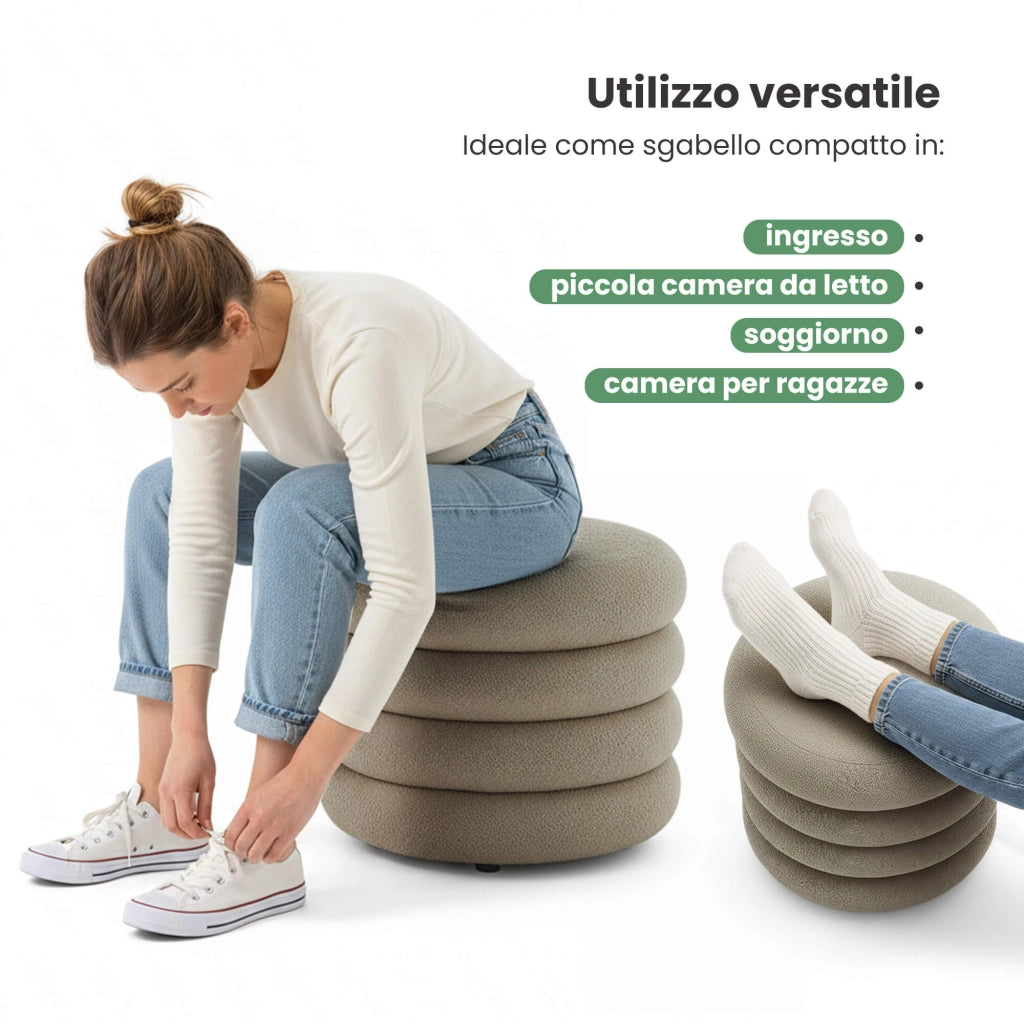 Pouf contenitore cilindrico in tessuto teddy 55 cm MOLLIS Moka