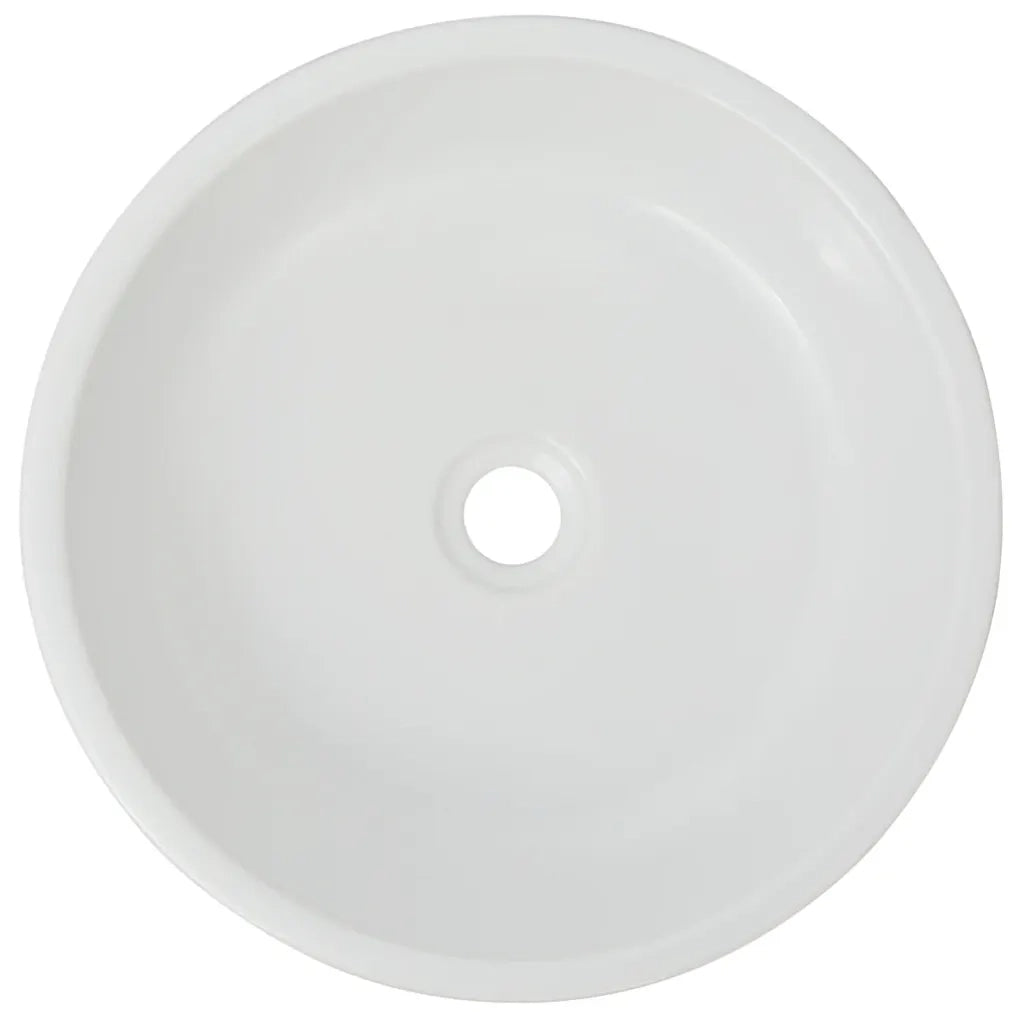 Lavandino-Lavello Tondo in Ceramica Bianca 42x12 cm