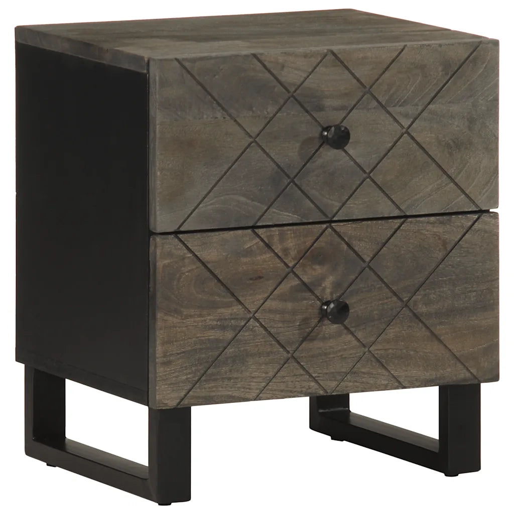 Comodini 2pz Neri 40x33x46 cm in Legno Massello di Mango 4017683
