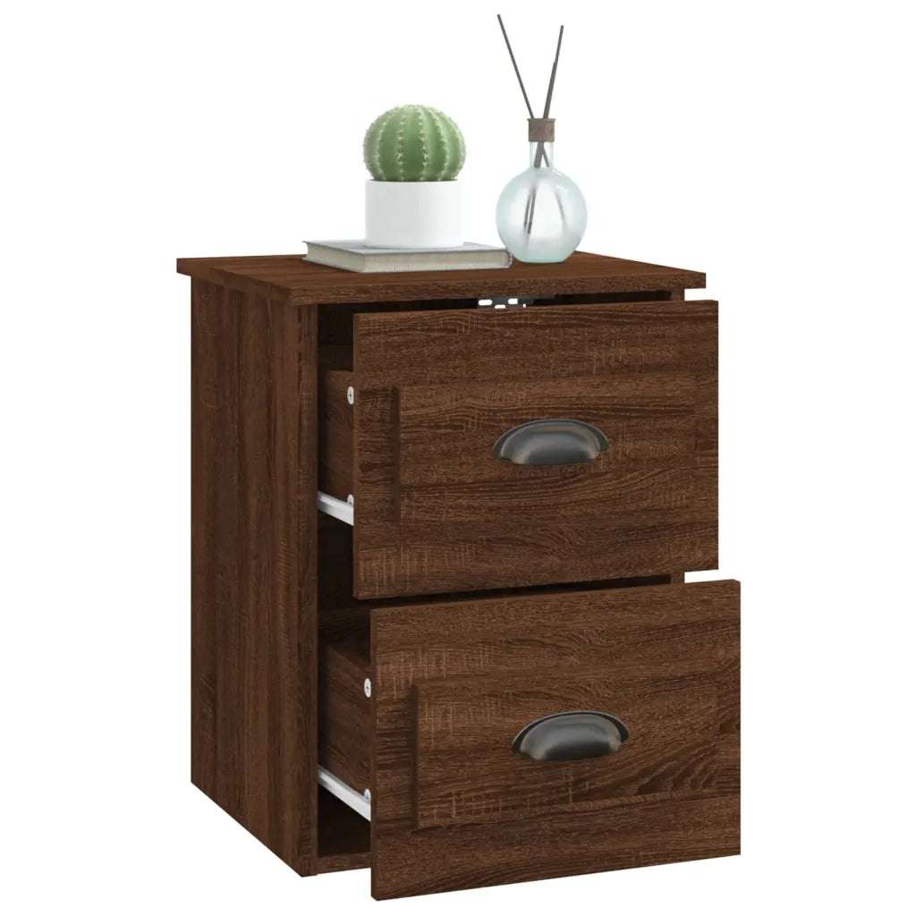 Comodini a Parete 2 pz Rovere Marrone 41,5x36x53 cm 816407