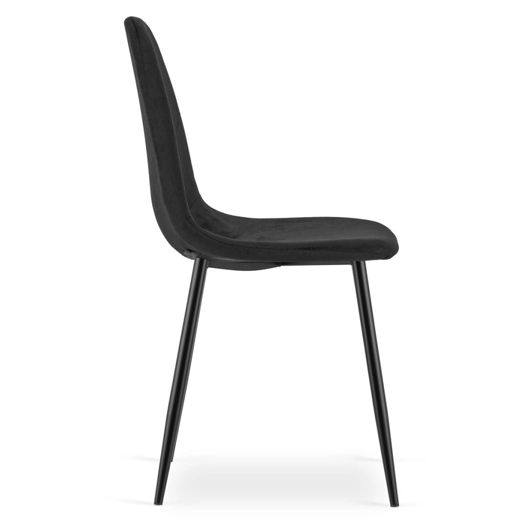 Sedia Padva in velluto nero con gambe in metallo
