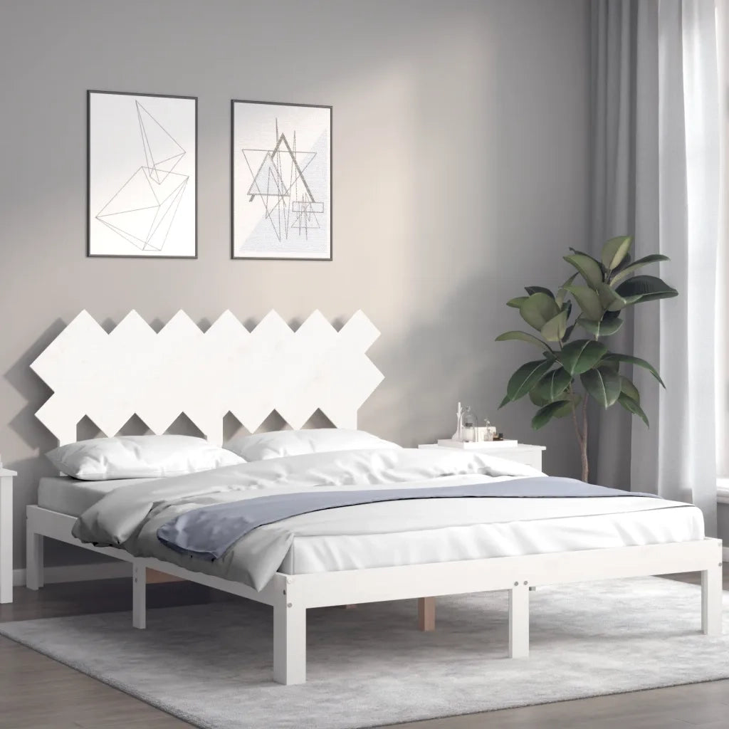 Letto senza Materasso-Struttura Letto Bianco 140x190 cm Legno Massello di Pino 244480