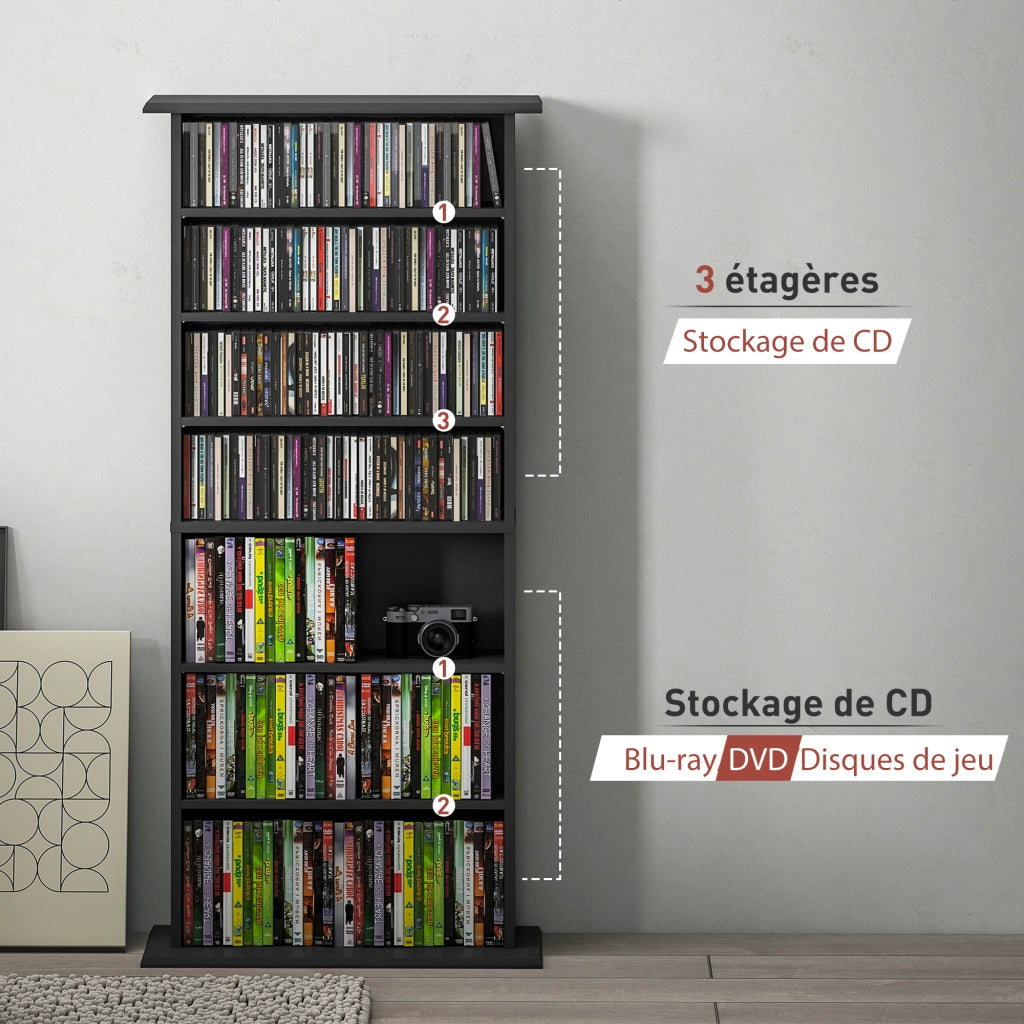 Libreria per CD DVD ¨C Xylo ¨C 8 scomparti 6 ripiani regolabili nero