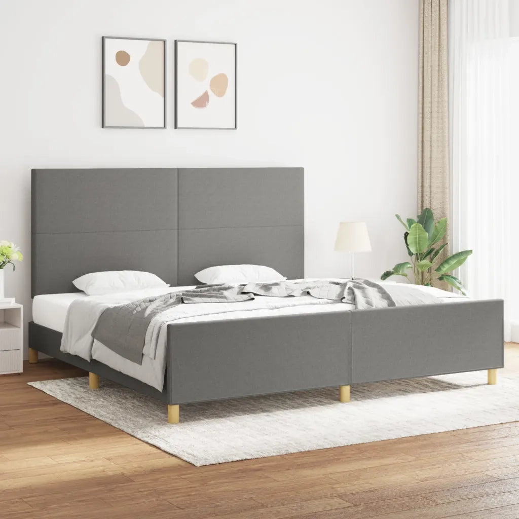 Letto matrimoniale | Letto per adulti | Giroletto senza Materasso Grigio Scuro 200x200 cm Tessuto
