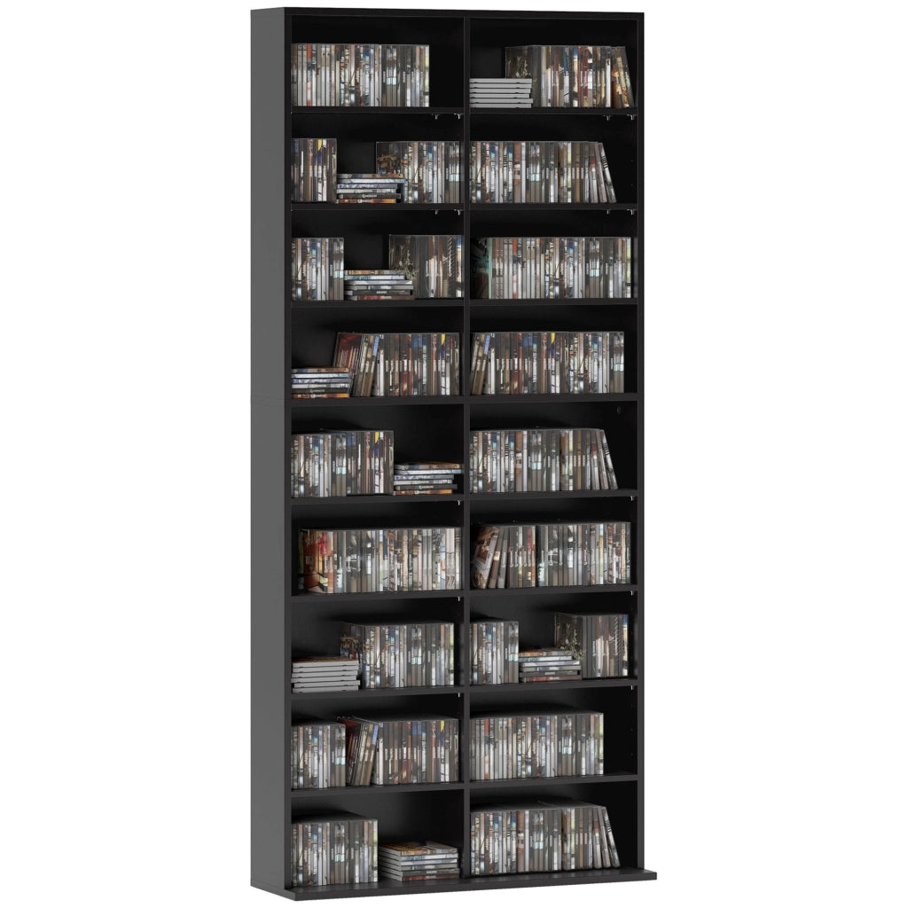 Libreria per CD e Blu-ray ¨C Xylo ¨C 18 scomparti con ripiani regolabili, nero, 640 CD