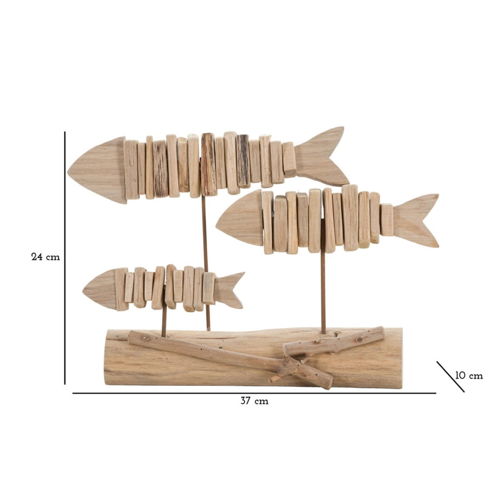 Scultura Pesce 11, Marrone, Legno, 37x10x24 cm