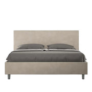 Letto matrimoniale con rete imbottito 160x210 microfibra sabbia Adele