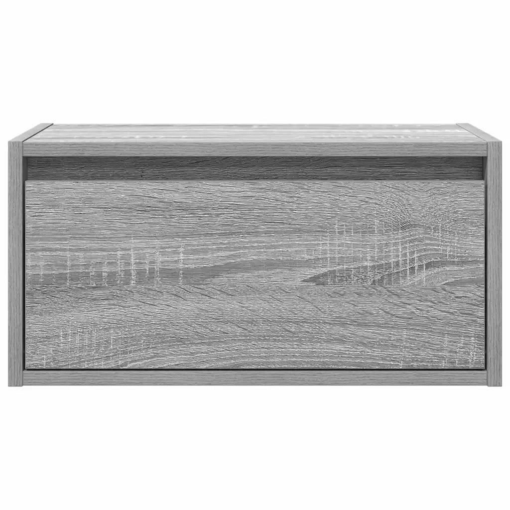 Comodino | Armadio da Notte | Mobiletto da notte a Parete con luci LED Grigio Sonoma