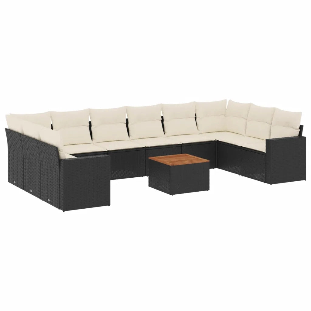 Set Divani da Giardino 11 pz con Cuscini in Polyrattan Nero 3256623