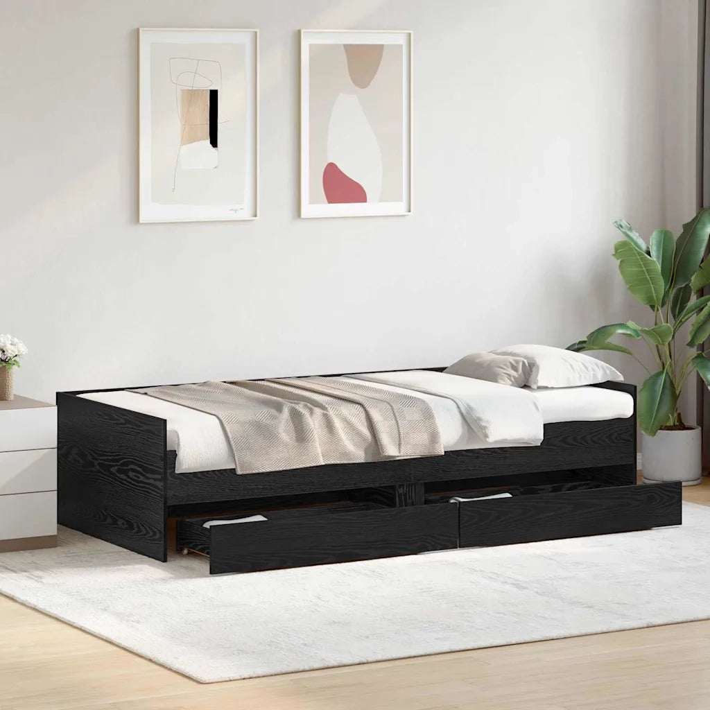 Struttura del letto-Giroletto Rovere Nero 90 x 200 cm Pino massello