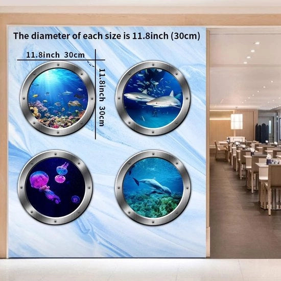 Decorazione da parete 3D - mondo marino - animali marini - 4 pezzi