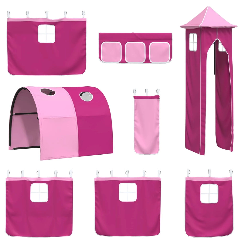 Struttura del letto loft per bambini Nero e rosa 107 x 200 cm 42020891