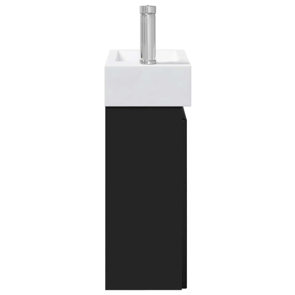 Mobile Bagno | Armadio da bagno con rubinetto Nero 45,5 x 22,5 x 84 cm