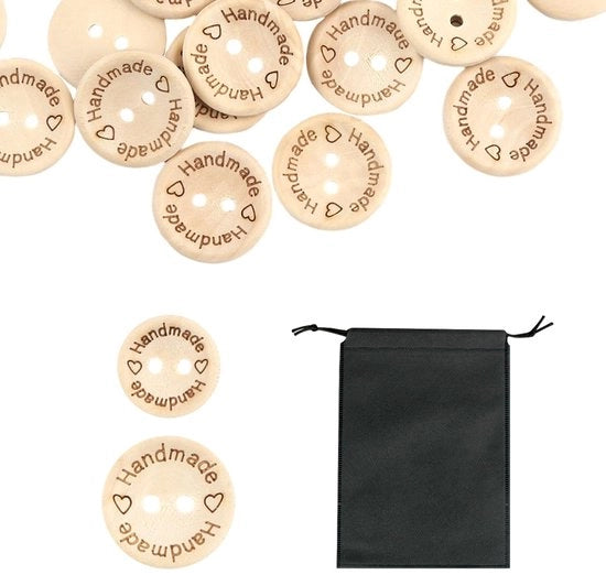 Chiodi in legno 150 pezzi - Chiodi rotondi - Chiodi manufatti a mano - Borsa di stoccaggio - 15 mm/20 mm - Legno nero