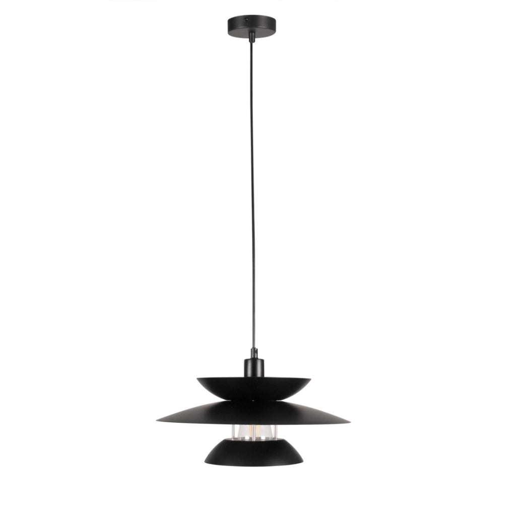 Lampada a sospensione Berit nera metallo Ø35 E27 Polux