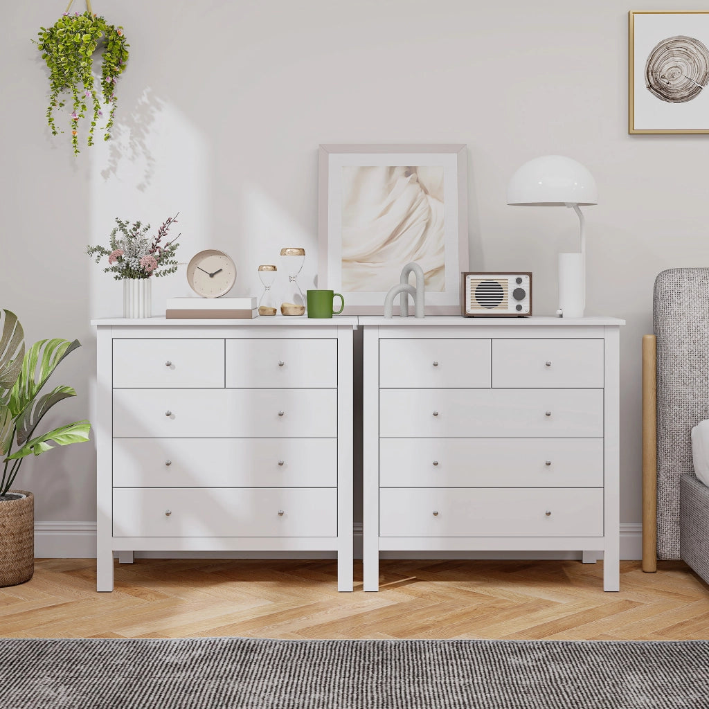 Cassettiera 5 cassetti ¨C Minimal ¨C legno, bianco, 79x39.5x80.5 cm