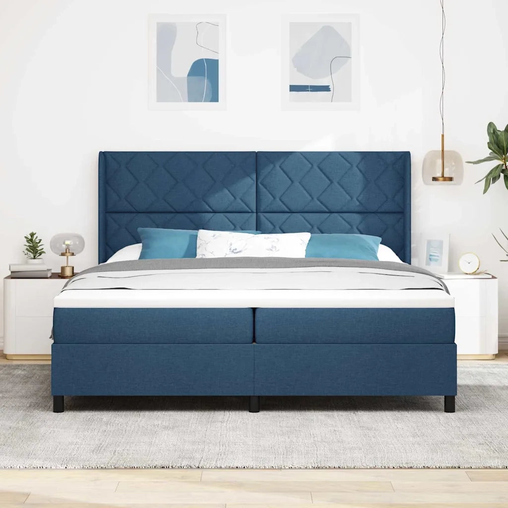Letto a Sorgente LED con materasso Blu 200 x 200 cm Tessuto 3343594